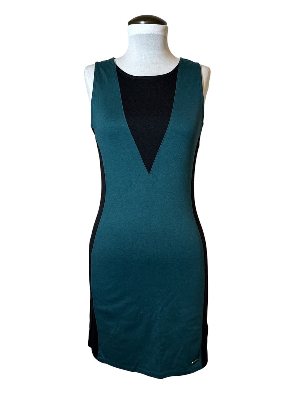 GUESS Teal & Black Colorblock Sleeveless Mini Dress Size M